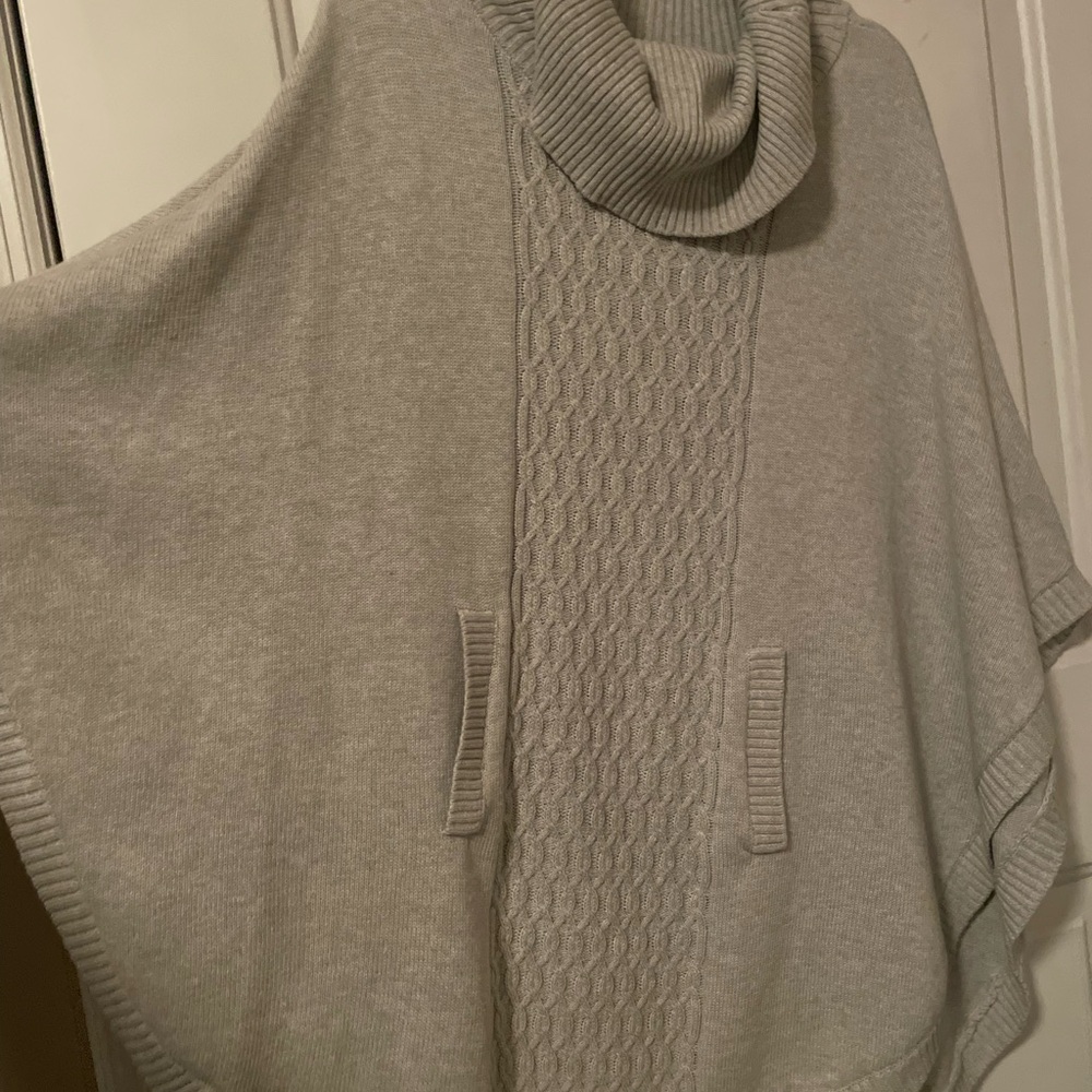Cozy Gray Knit Poncho